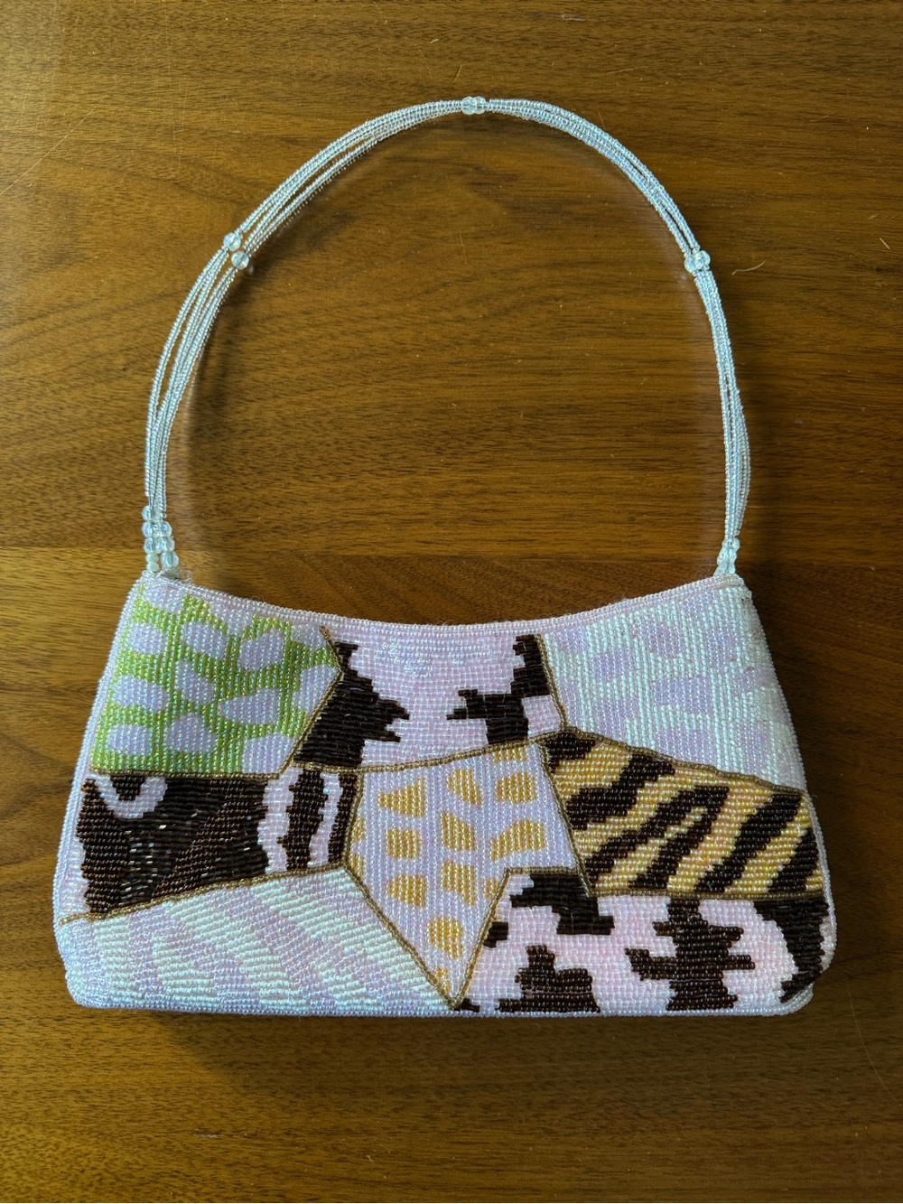 Vintage Y2k Beaded Patchwork Shoulder Bag in Pastel Colors